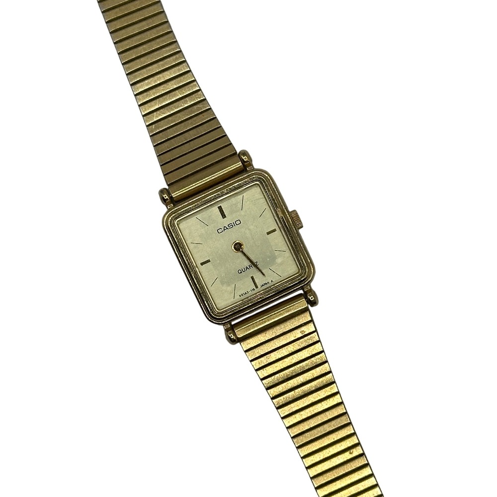 Casio LQ-730G Vintage Women Gold Tone Rectangular Quartz Watch Expansion Band